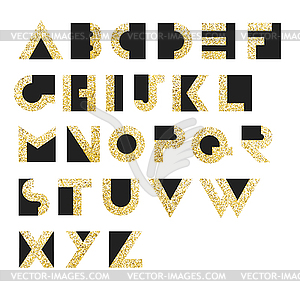 Gold Geometric Retro Alphabet. Art deco style. Type - vector clipart