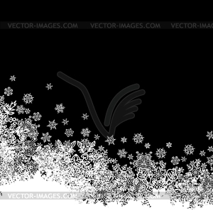 Snowflakes white border silhouette. Bottom line. - vector clip art