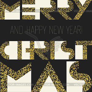 Merry Christmas gold lettering - vector image