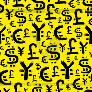 Black currency signs (usd, pound, euro and yen). - vector clip art