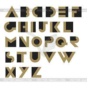 Geometric Retro Alphabet. Art deco style. Type, - vector clipart