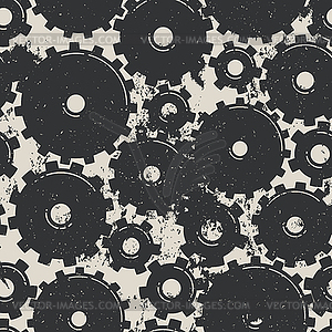 Gears Seamless Pattern. Mechanical grungy - vector clip art