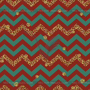 Christmas Seamless pattern. Red, Gold and Green. - vector image