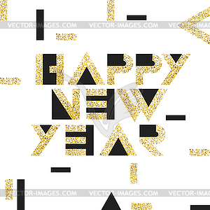 Happy New Year Postcard Golden. Gold Geometric - vector EPS clipart