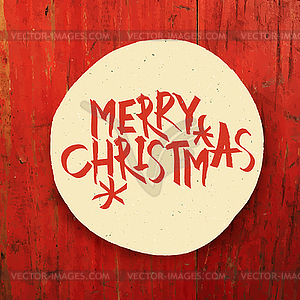 Merry Christmas Design On Red Planks Texture - vector clipart