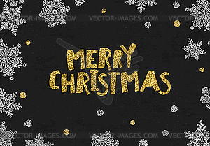 Merry Christmas Golden Greeting On blackboard. - vector clip art