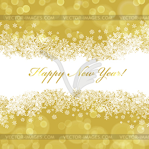 Happy New Year greeting card with golden background - color vector clipart