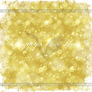 Happy New Year greeting card with golden background - vector clip art