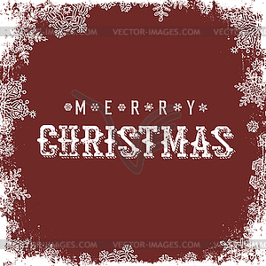 Merry Christmas Red Postcard. Snowflakes white fram - vector clip art