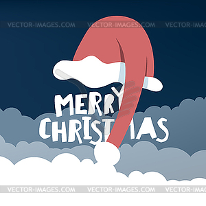 Greeting card with Santa`s hat - vector clipart