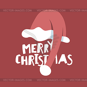 Greeting postcard with Santa`s hat. Merry - vector image