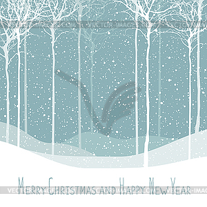 Новогодняя открытка с Рождеством. Спокойная зимняя сцена. - рисунок в векторном формате