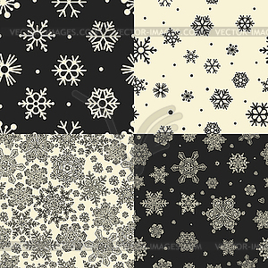 Seamless Snowflakes Patterns. set - vector clip art