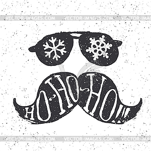 Santa vintage sunglasses and moustache. With - vector clipart