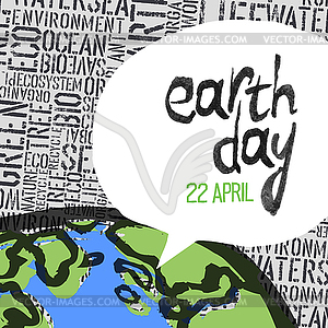 Earth day, 22 April graphics. Text in speech - vector image