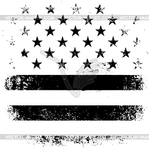 American Flag Background. Grunge Aged . Black - vector image