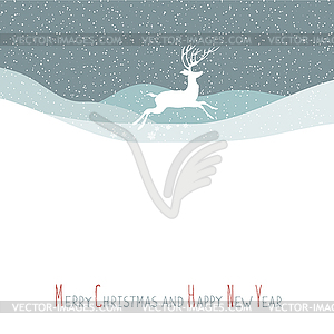 Merry Christmas postcard. Christmas deer. Calm - vector image