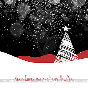 Merry Christmas and Happy New Year postcard. - vector image