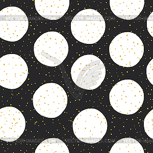 Yellow Circles and Black Chaotic Dots. Abstr - vector image