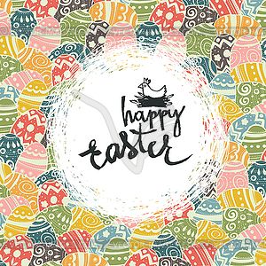 Easter eggs pattern colorful background and Happy - vector clipart