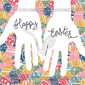 Happy Easter Greeting Card. Easter eggs pattern - vector image