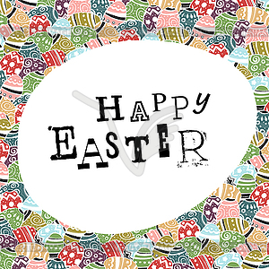 Easter eggs pattern colorful background and Happy - vector clip art