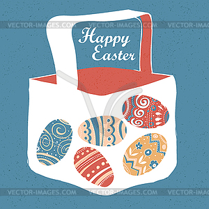 Greeting card with with Easter eggs. Easter basket - royalty-free vector clipart