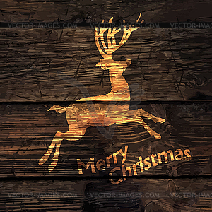 Christmas Greeting Card with Shining Gold Deer - royalty-free vector clipart