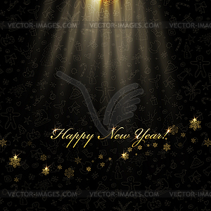 Happy New Year greetings . Golden snowflakes and - vector clip art