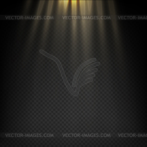 Golden light effect. Star burst light. on tr - vector clipart