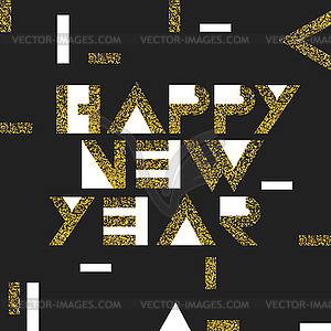 Happy New Year Postcard Golden. Gold Geometric - vector clipart / vector image