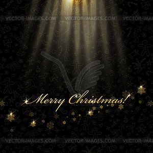 Happy New Year greetings. Golden snowflakes and xma - vector clip art