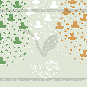 St. Patrick`s Day Background. Clover leaves and hat - vector image