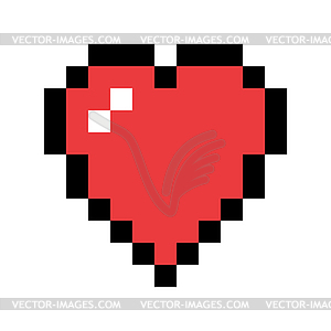 Pixel art red heart. Love and valentine symbol. ico - vector clipart