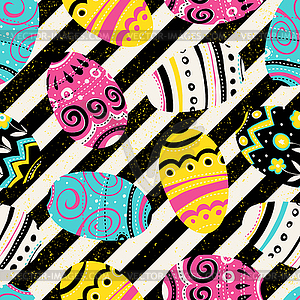 Easter eggs vintage seamless pattern. Bright colors - vector clipart