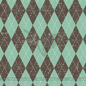 Argyle seamless aged pattern. Blue and brown - vector image