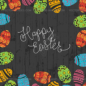 Happy Easter. Eggs colorful frame abstract - vector clipart