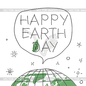 Happy Earth Day in speech balloon. with - vector image