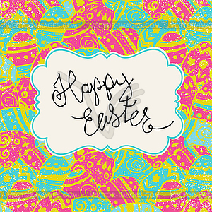 Happy Easter Greeting Card. Easter eggs pattern - royalty-free vector clipart