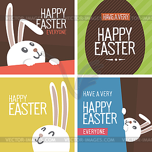 Set Of Happy Easter postcards with eggs And bunny - vector clip art