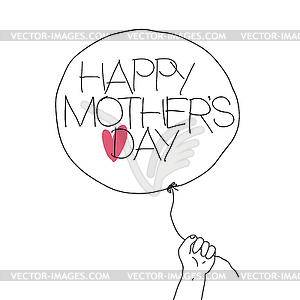 Child hold thread of balloon with greeting text - vector EPS clipart