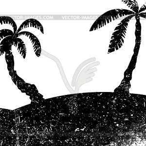 Grunge palms silhouettes. Distressed overlay - vector clip art