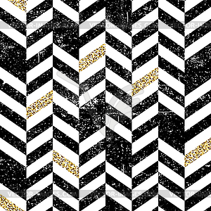 Seamless Chevron Pattern with Glittering Gold - stock vector clipart