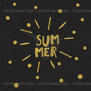 Golden Summer quote print . Black particles on - vector image