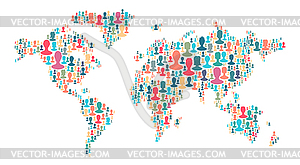 Map of world made of plenty people silhouettes. - vector clipart