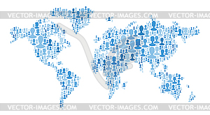 Map of world made of plenty people silhouettes. - vector image