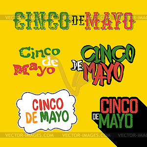 Cinco de Mayo badges. Holiday typography design set - vector clipart