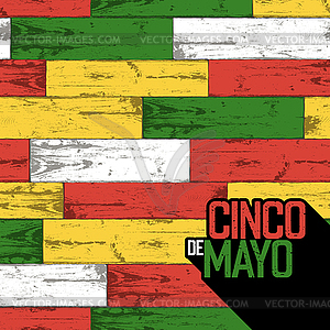 Cinco de Mayo badge and seamless wooden pattern. - vector image