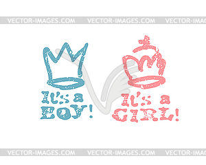 It`s boy lettering, it`s girl lettering. Baby showe - vector image