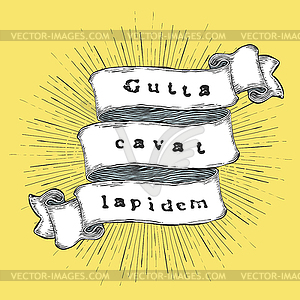 Gutta cavat lapidem. Latin phrase. (A water drop - color vector clipart